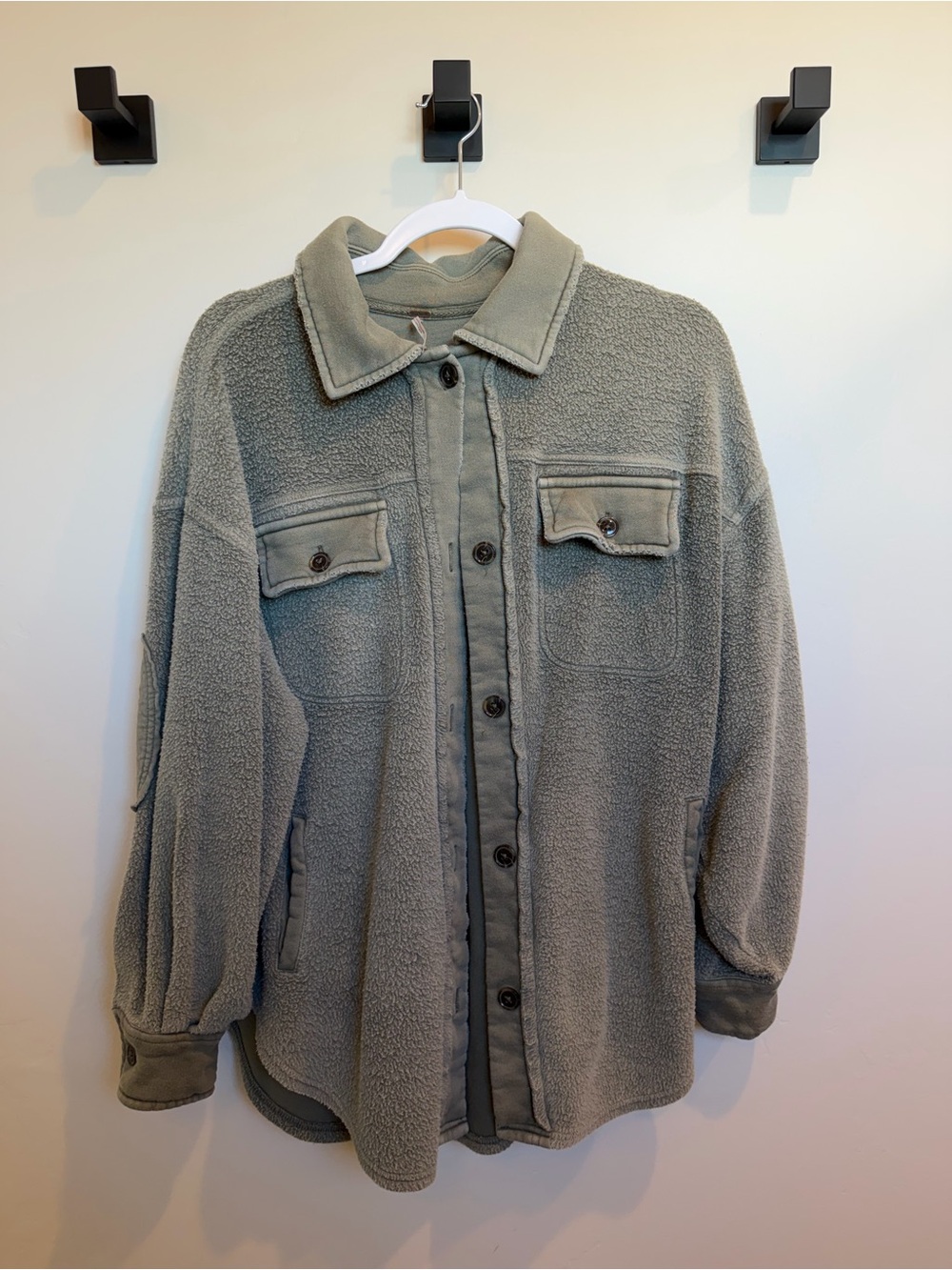 Free People Oversized Ruby Sherpa Jacket in Jaded Green - Picture 2 of 4